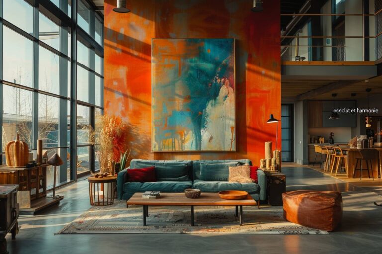 Guide visuel pour harmoniser les couleurs de peinture dans une maison ouverte, illustrant l'éclat et l'harmonie des teintes juxtaposées.